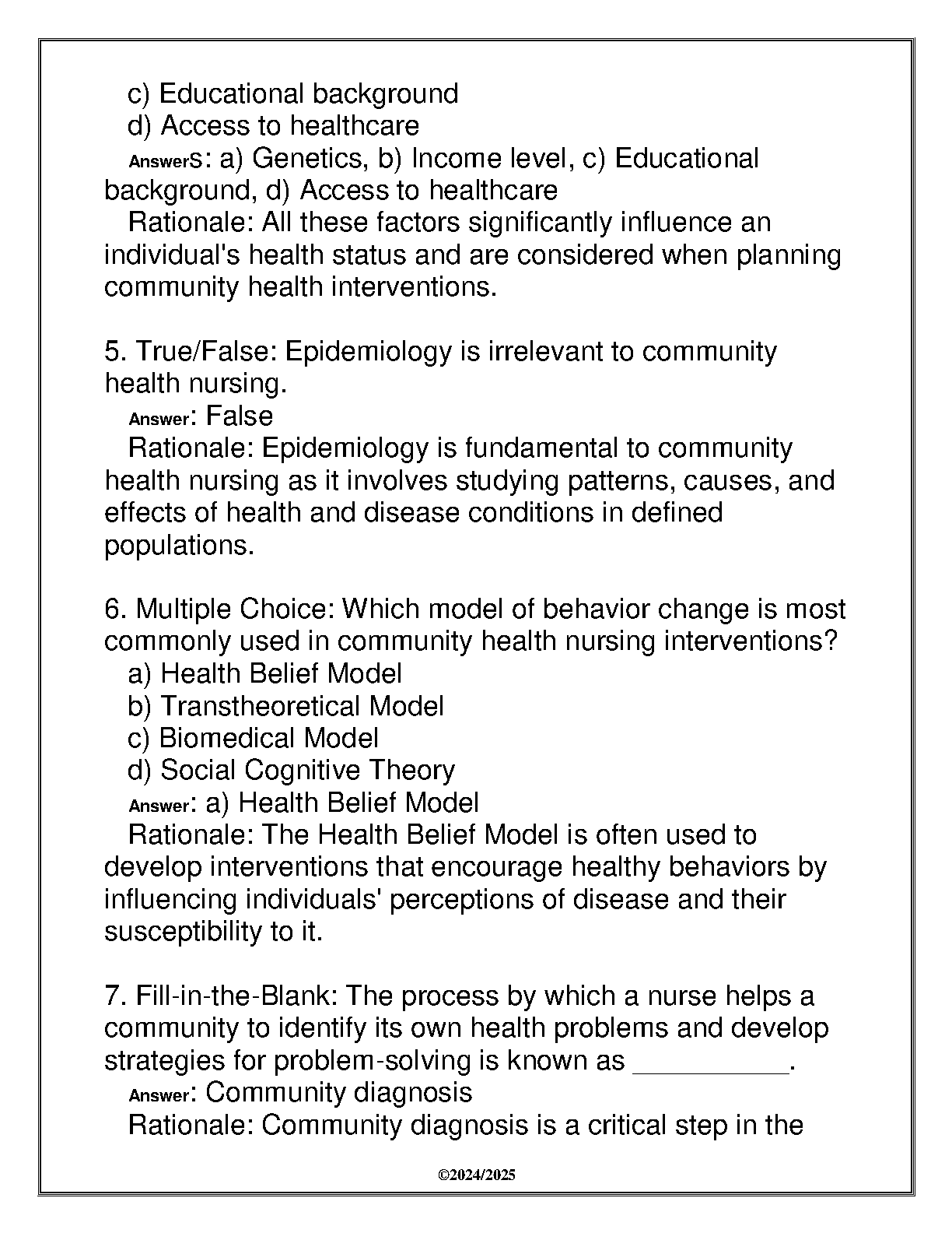 Nu 474 Community Health Nursing Final Exam Readiness Q&a: 2024-2025 Edition