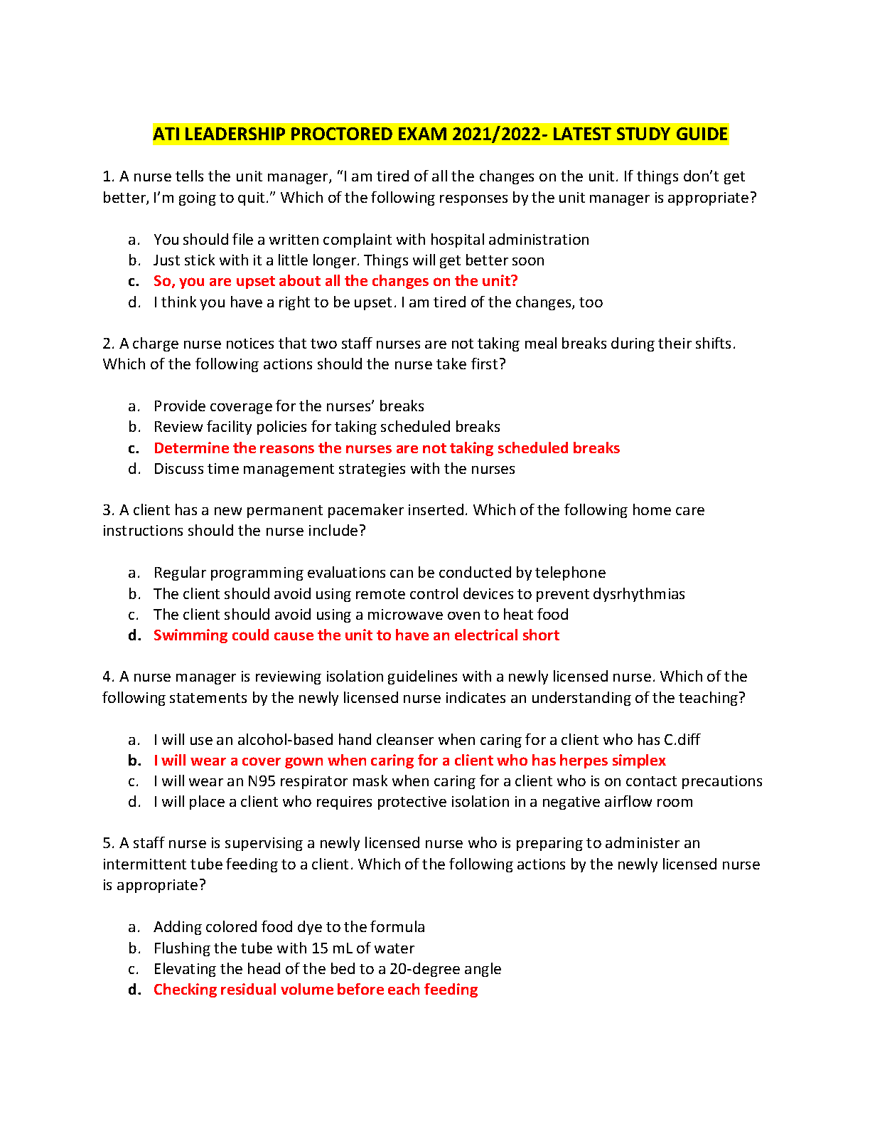 ATI Fundamentals Proctored Exam 6 Versions 20242025 Updated Questions